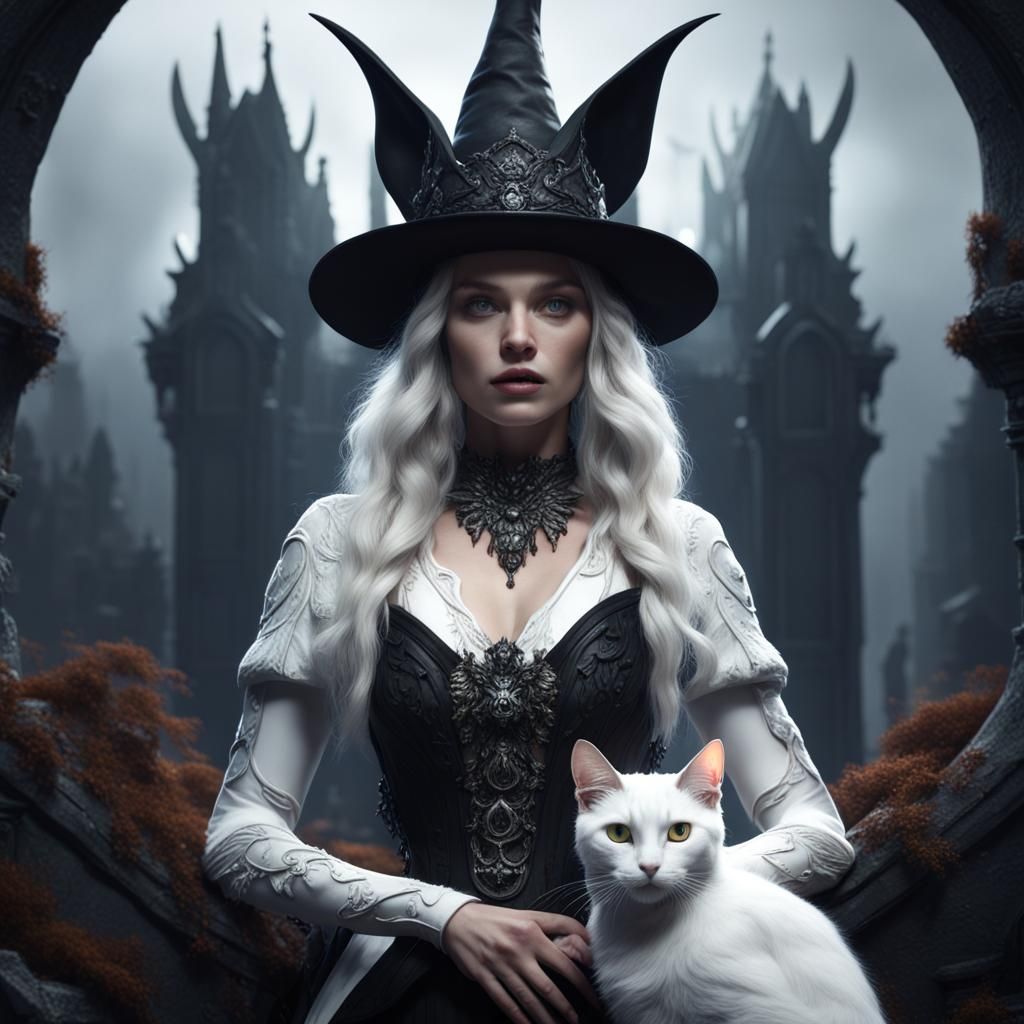 Fantasy Witches With Cats: Detailed Matte Painting
