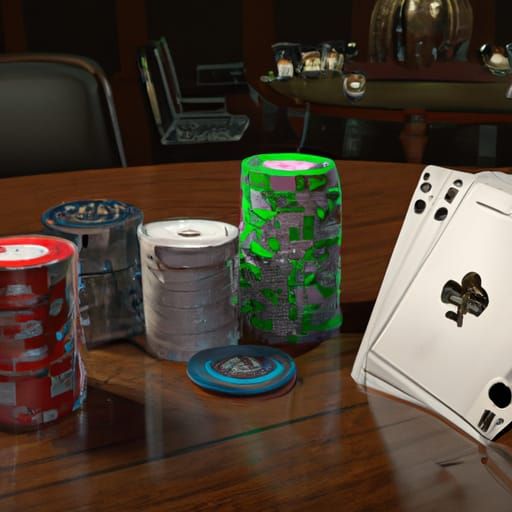 Detailed Poker Scene in Orange and Teal