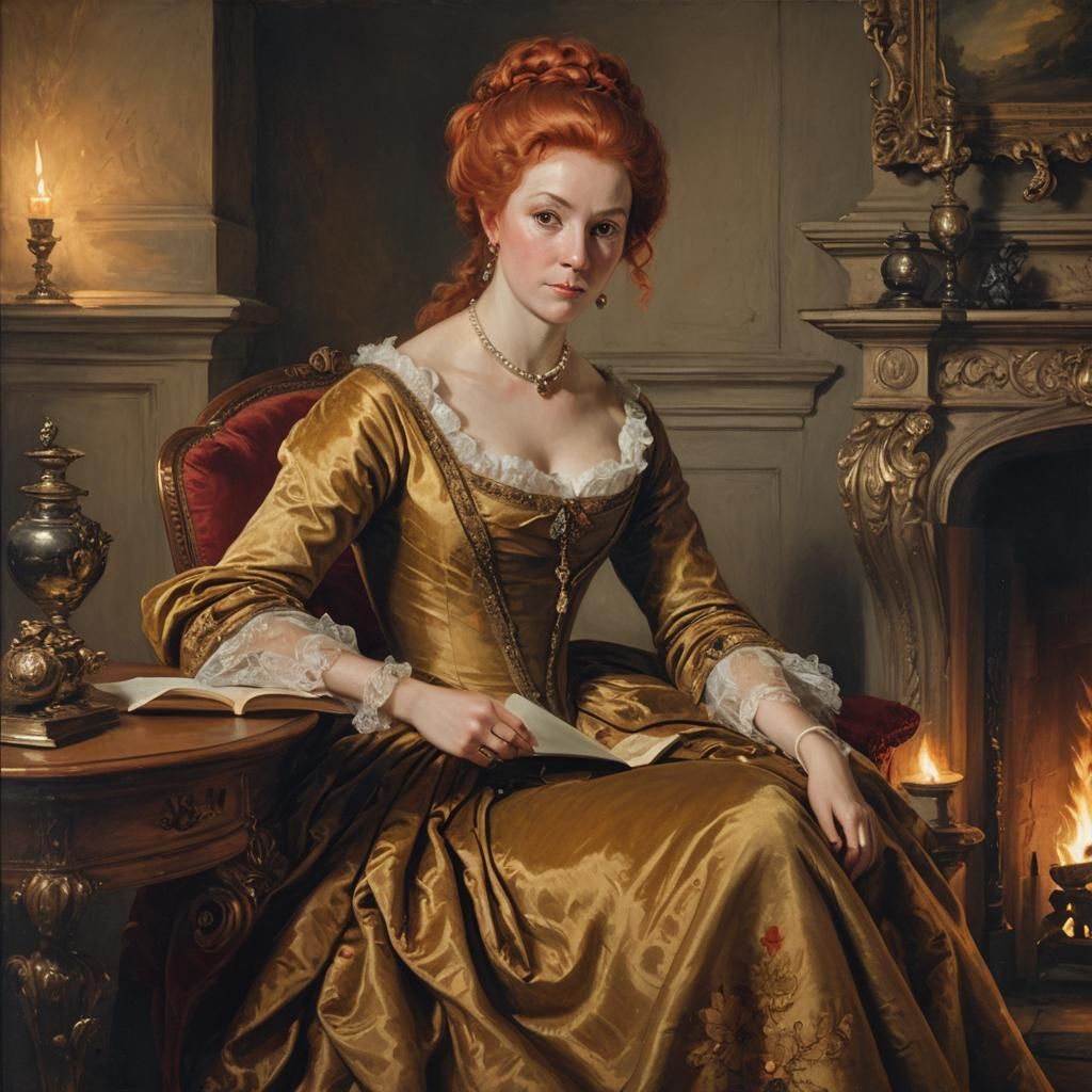 Regency Countess Reading Letter in Classic Realism Style