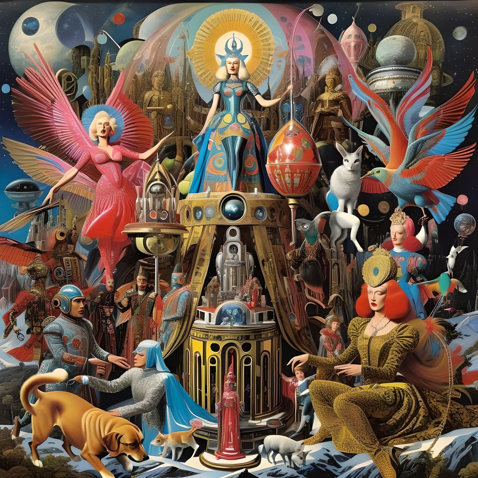 Surreal Divine Intervention in Mixed Media Style