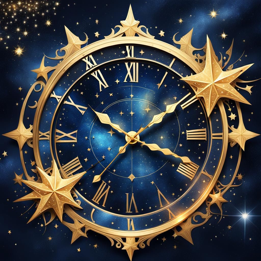 Celestial Clock Face with Constellation Patterns