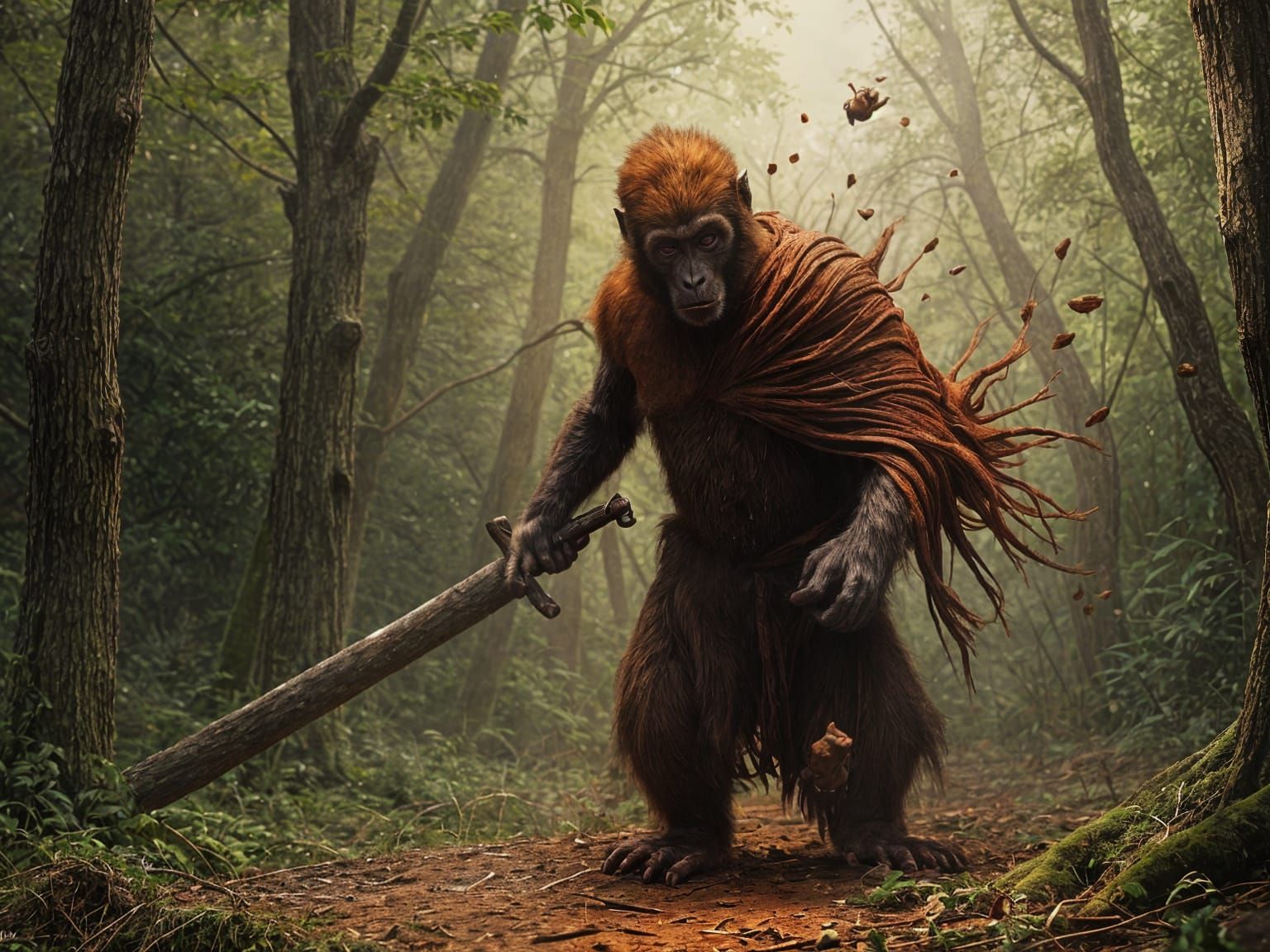 a monkey defecating on Donald Trump's head