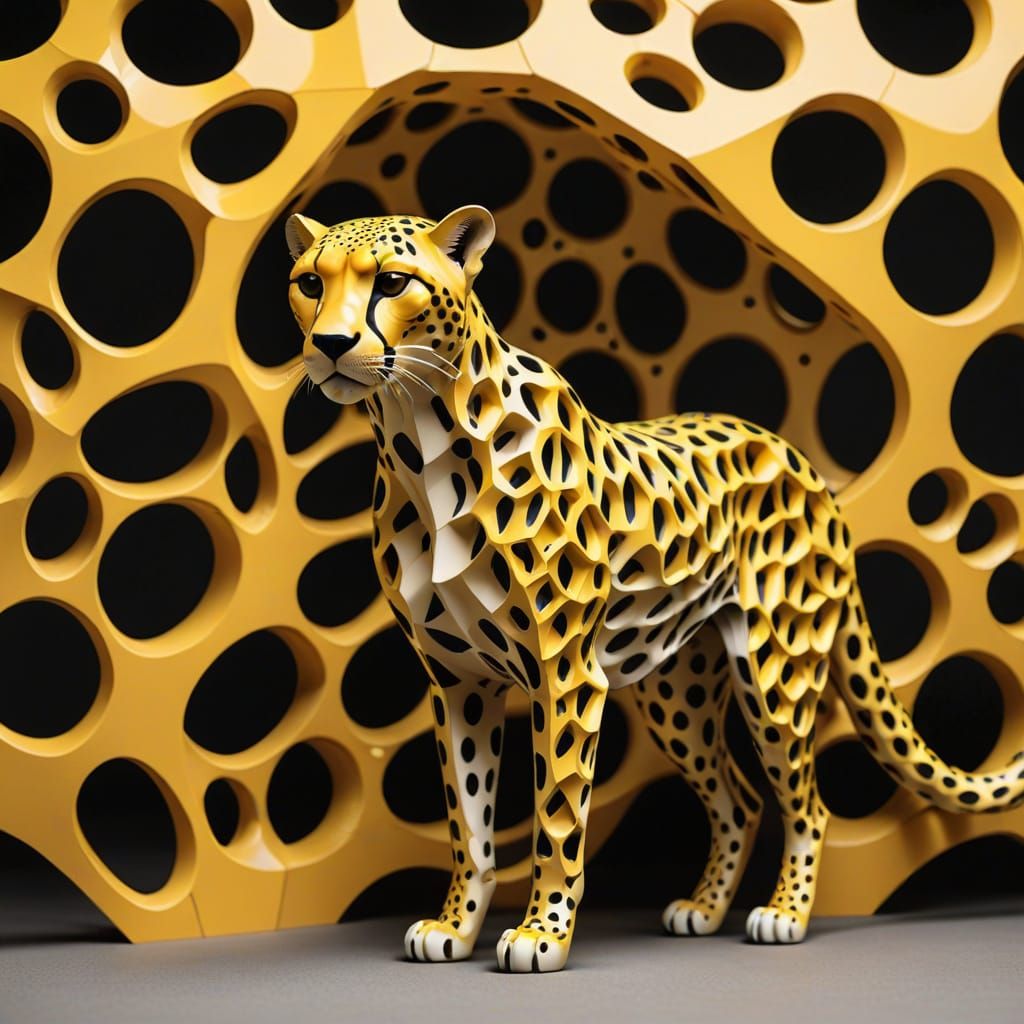 Voronoi Cheetah in Vibrant Yellow Architecture