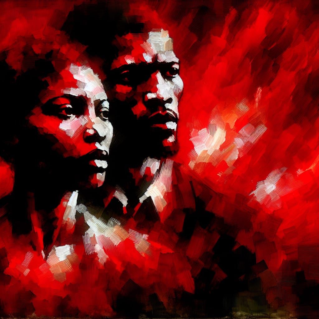 Expressionism turmoil red couple**