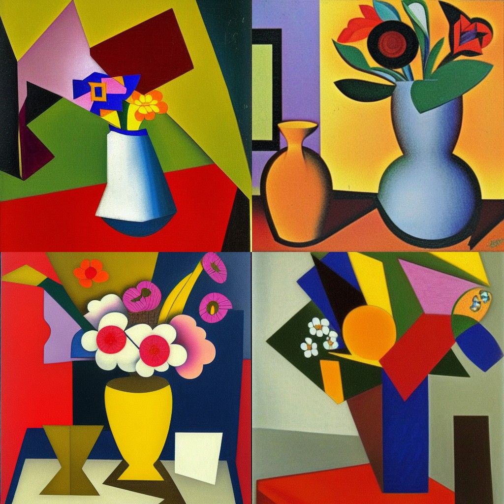 Cubist Still Life with Flowers and Vase