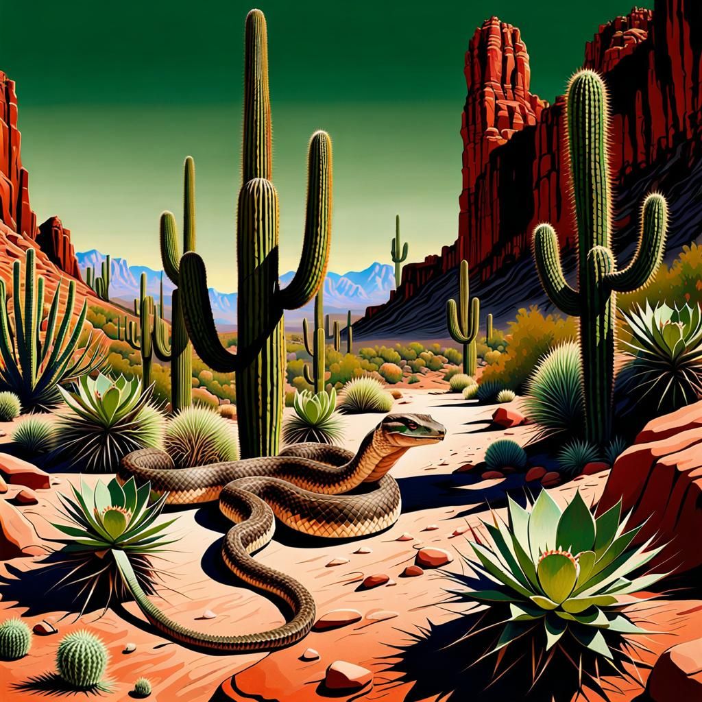 Post-Apocalyptic Rattlesnake in Desert Landscape