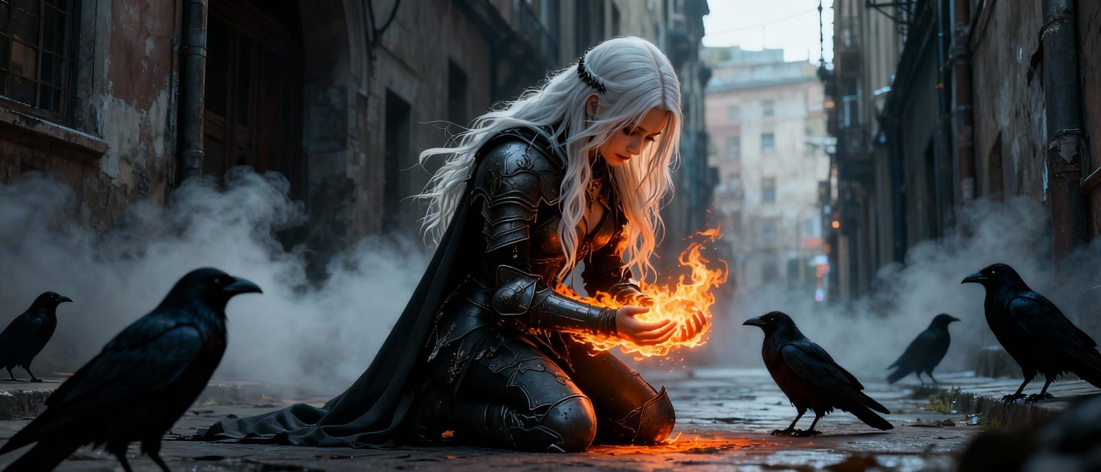 Sorrowful Girl Knight Standing Guard