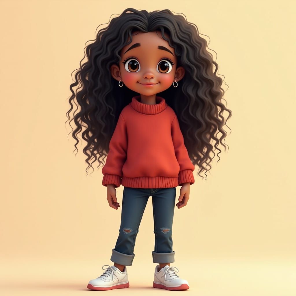 Realistic Anime Portrait of a Young Mixed Heritage Girl