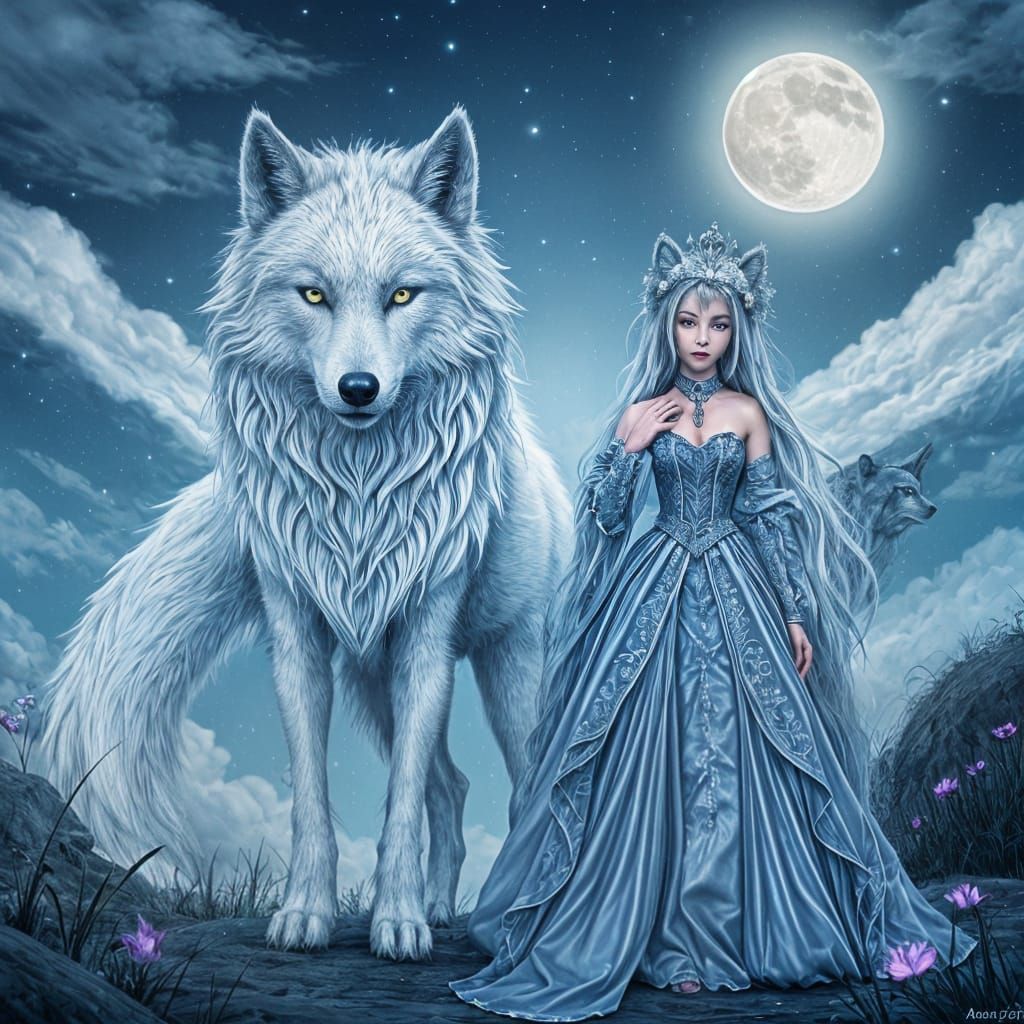Lunar Princess and Moon Wolf Fantasy