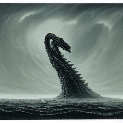 Mythical Leviathan Rises from the Ocean Depths