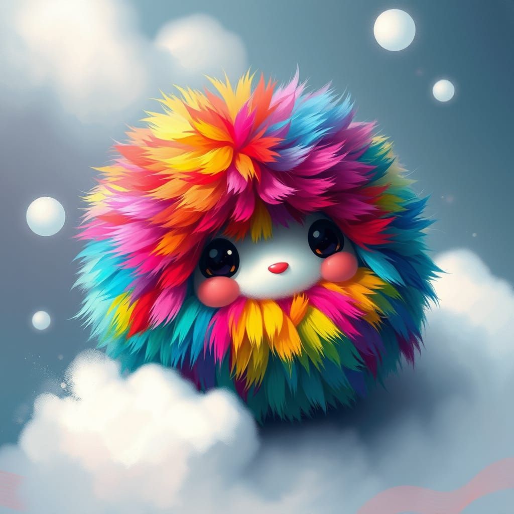 Whimsical Fluffy Creature in a Dreamlike Atmosphere