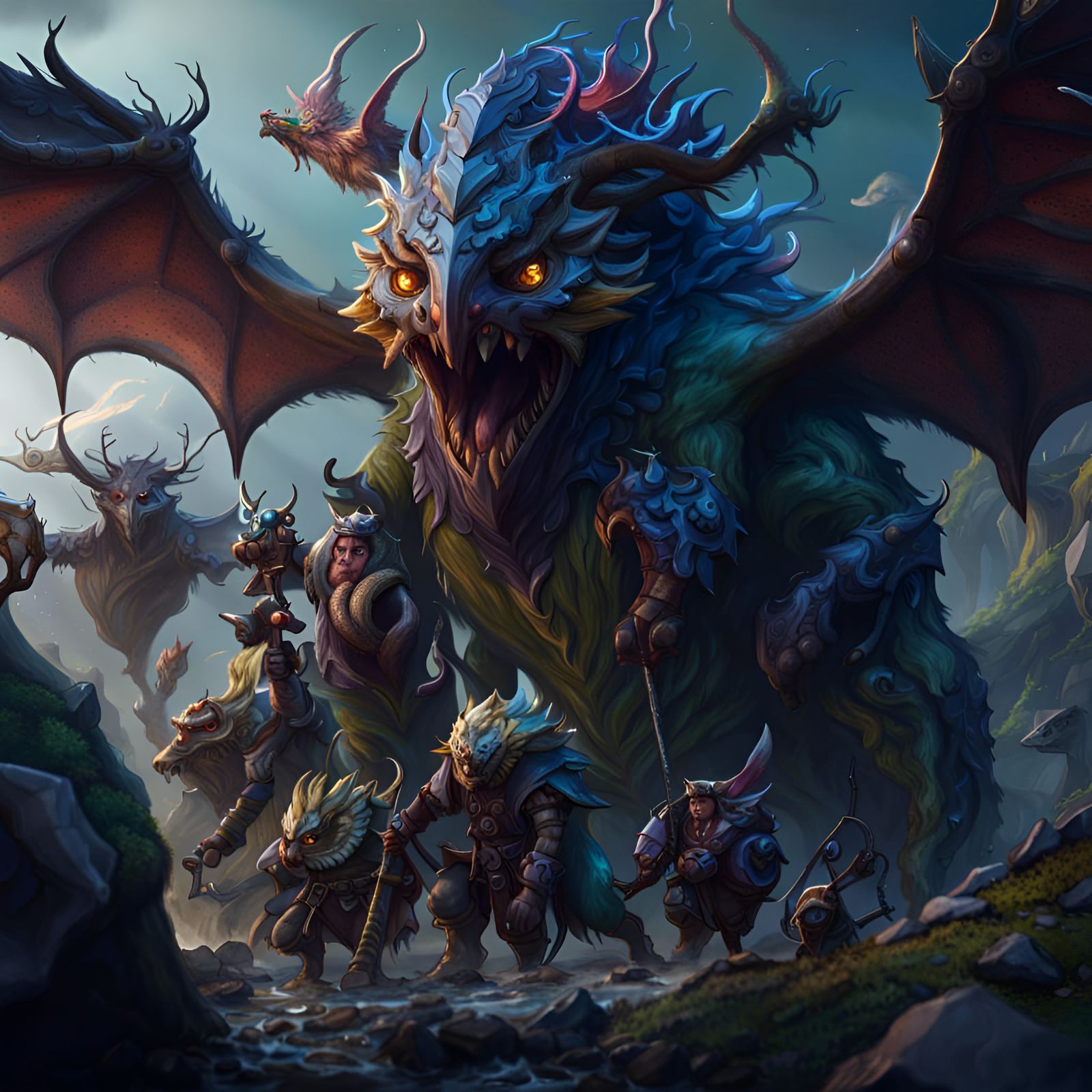 Fantasy Teamwork: Epic Quest in Detailed Matte Painting