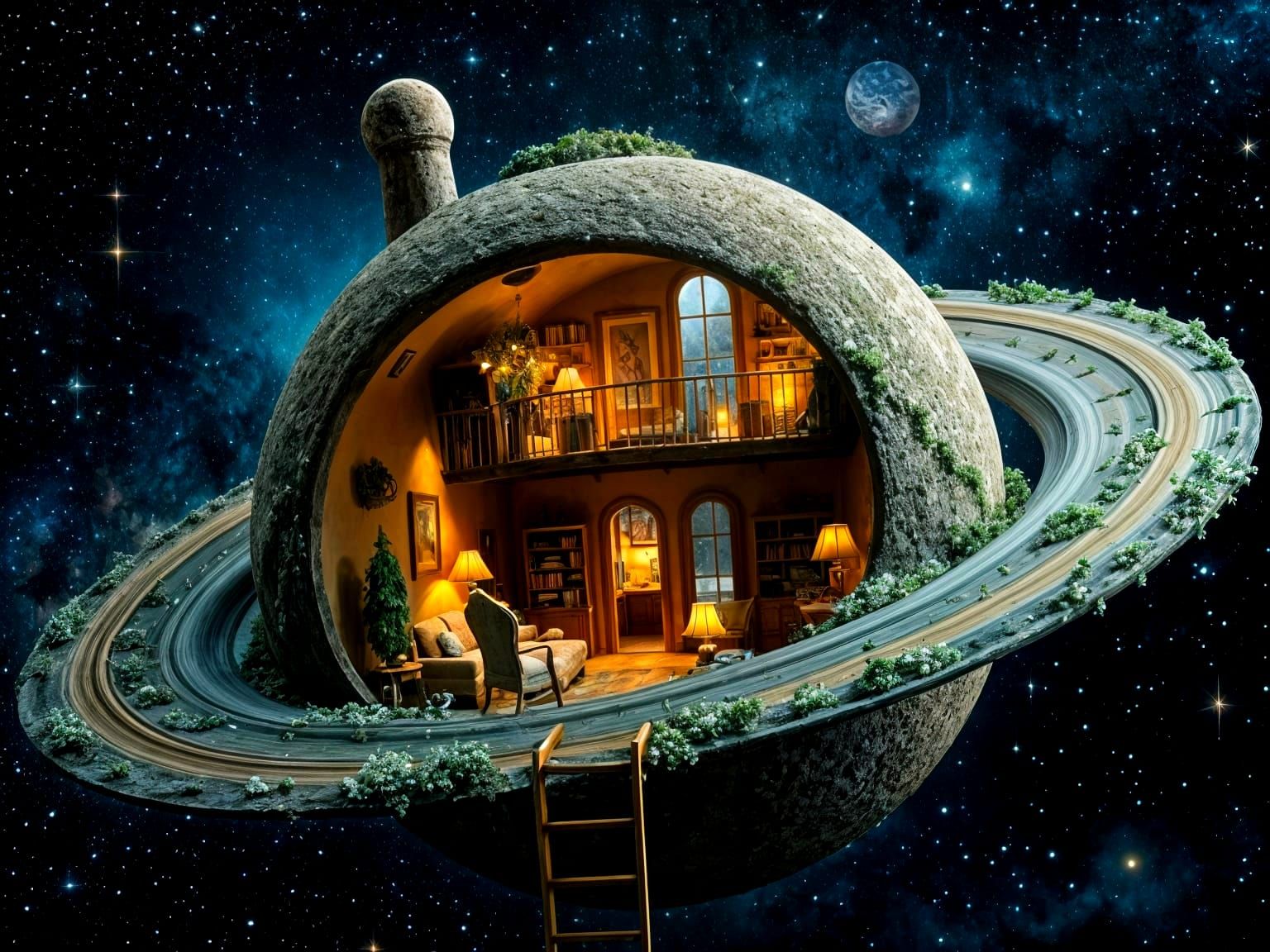 Cosmic Serene Oasis of Saturn