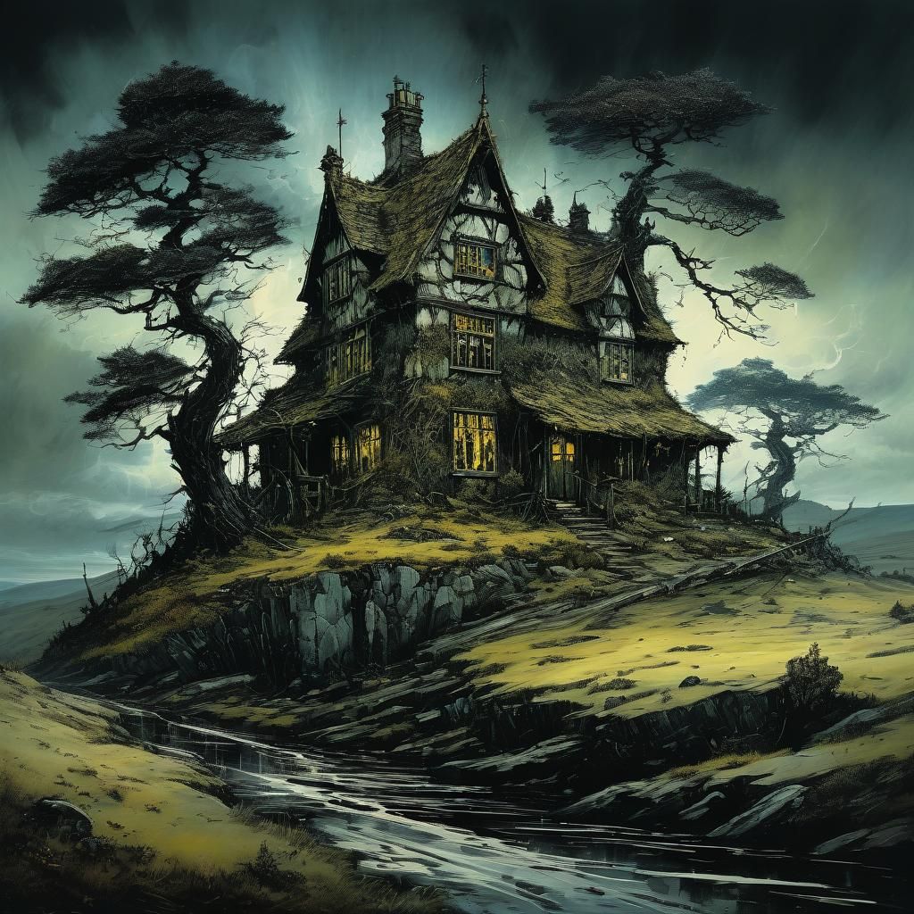 Mysterious Medieval House on Moor, Romanticism Style