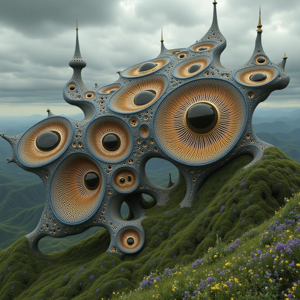 Surreal Cathedral in an Alien Landscape