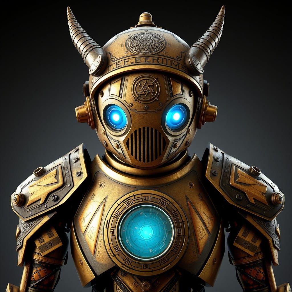 Cyberpunk Dwemeri Clockwork Courier with Glowing Aetherium C...