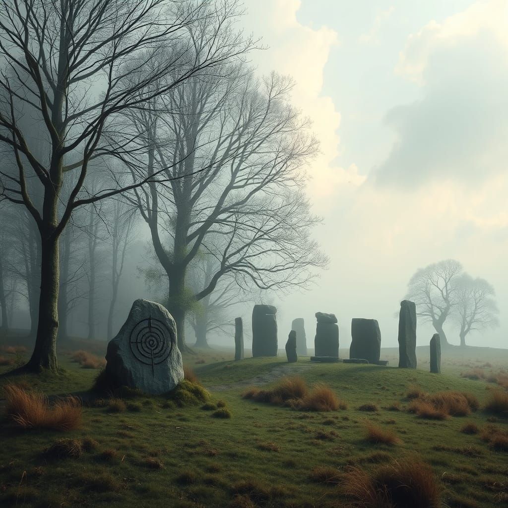 Mystical Celtic Landscape with Standing Stones