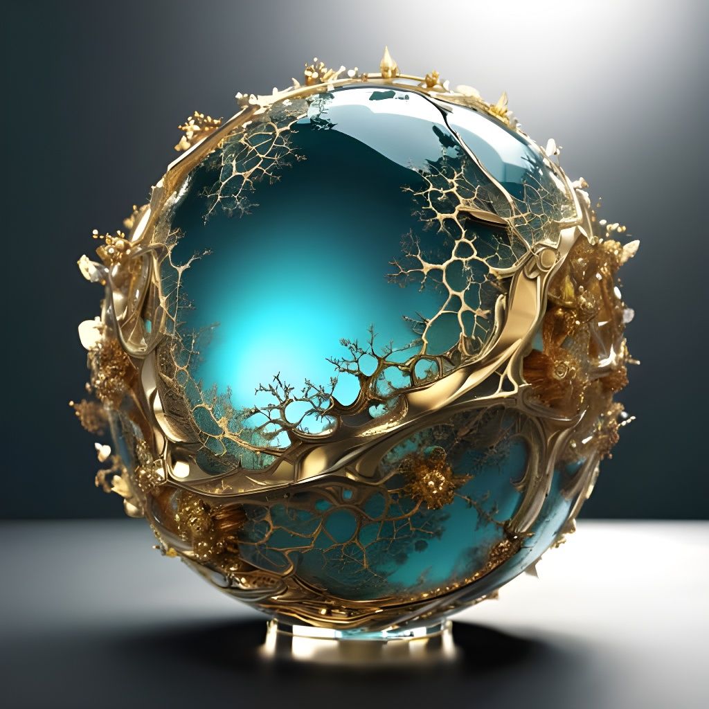 Abstract Teal and Gold Pattern