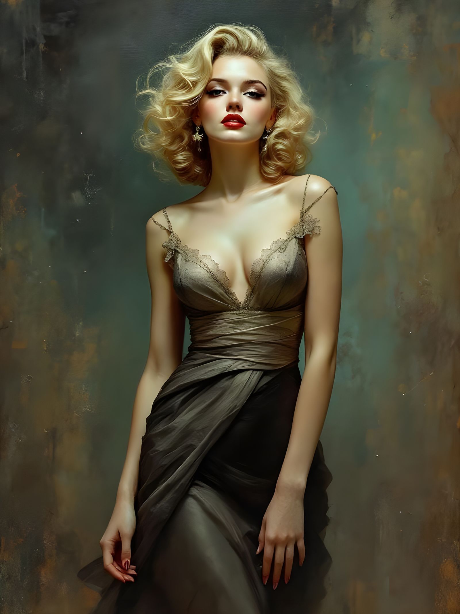 Marilyn Monroe Inspired Pin-Up in Art Nouveau Style