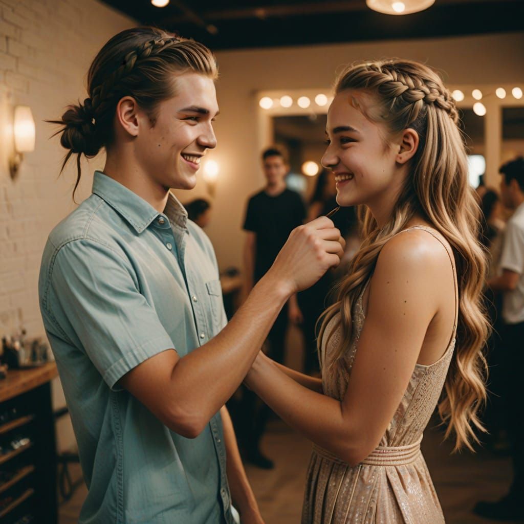 Braiding Hair: A Cinematic Film Still