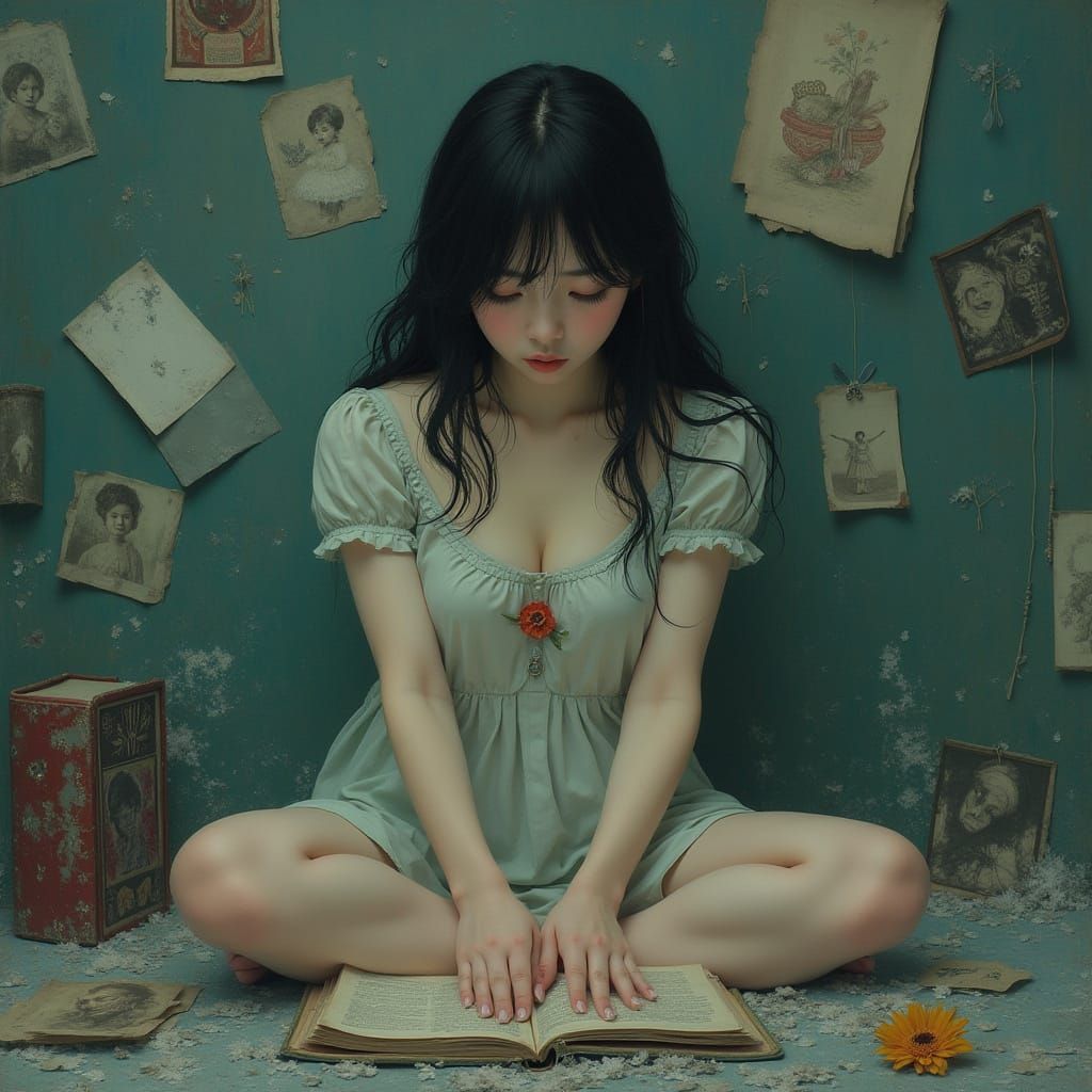 Heartbroken Woman in Pop Surrealist Style