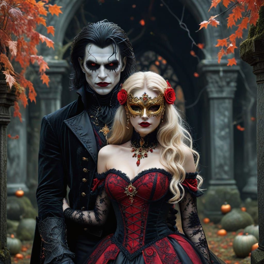 Elegant Vampire Masquerade Ball in Graveyard