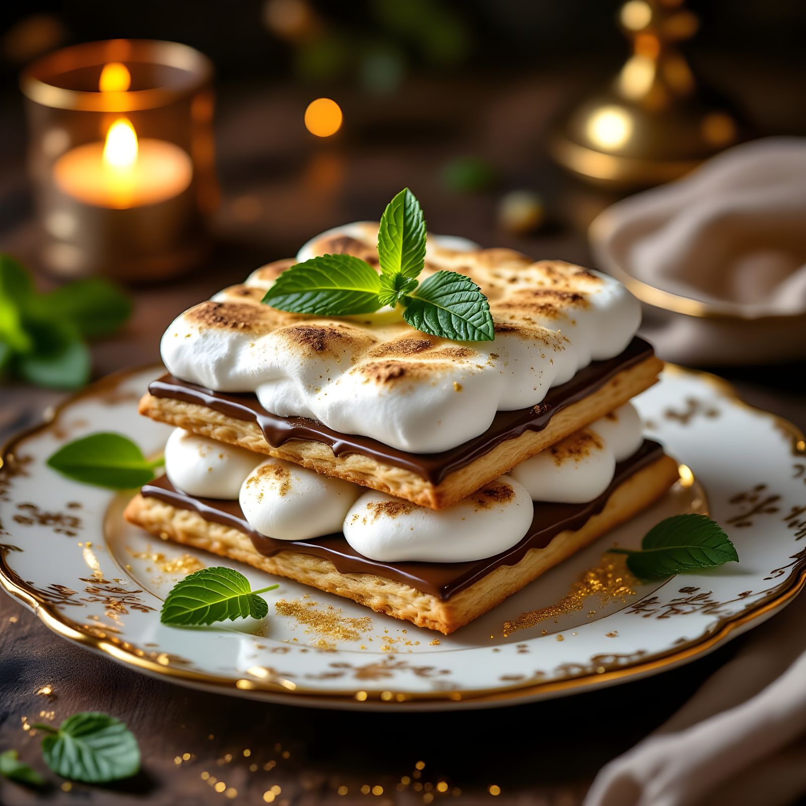 Luxurious S'more with Gold Dust, Digital Art