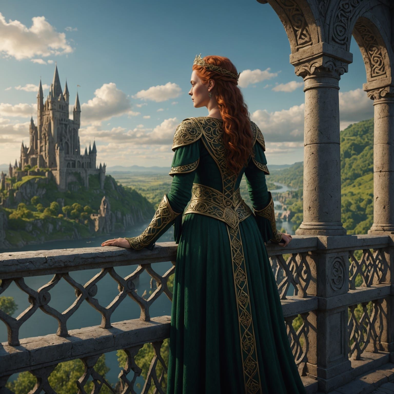 Celtic Queen Overlooks Her Kingdom: Detailed Matte Painting