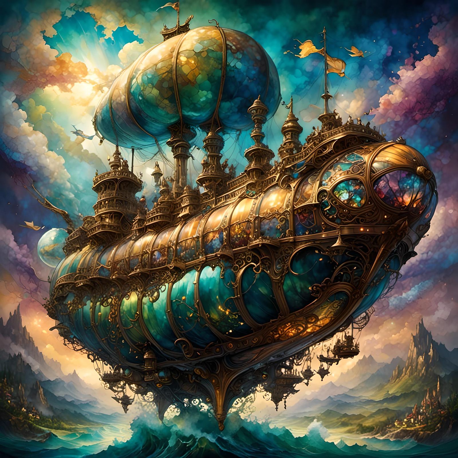 Epic Fantasy Airship with Clean Lines