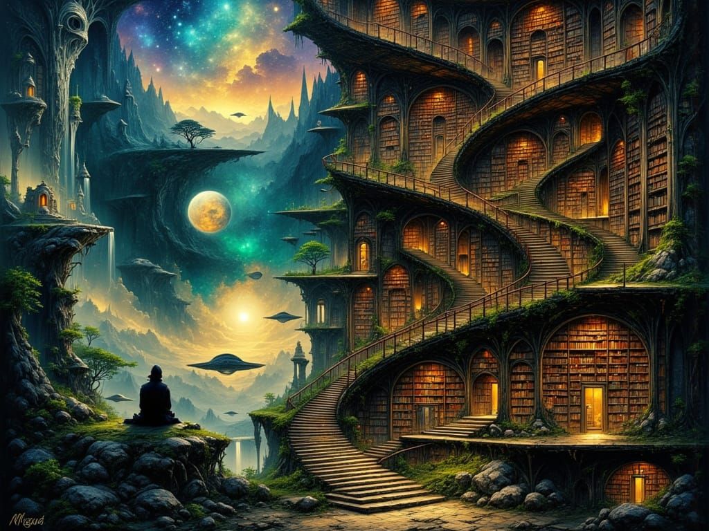 Fantastical Library Reaching for the Heavens