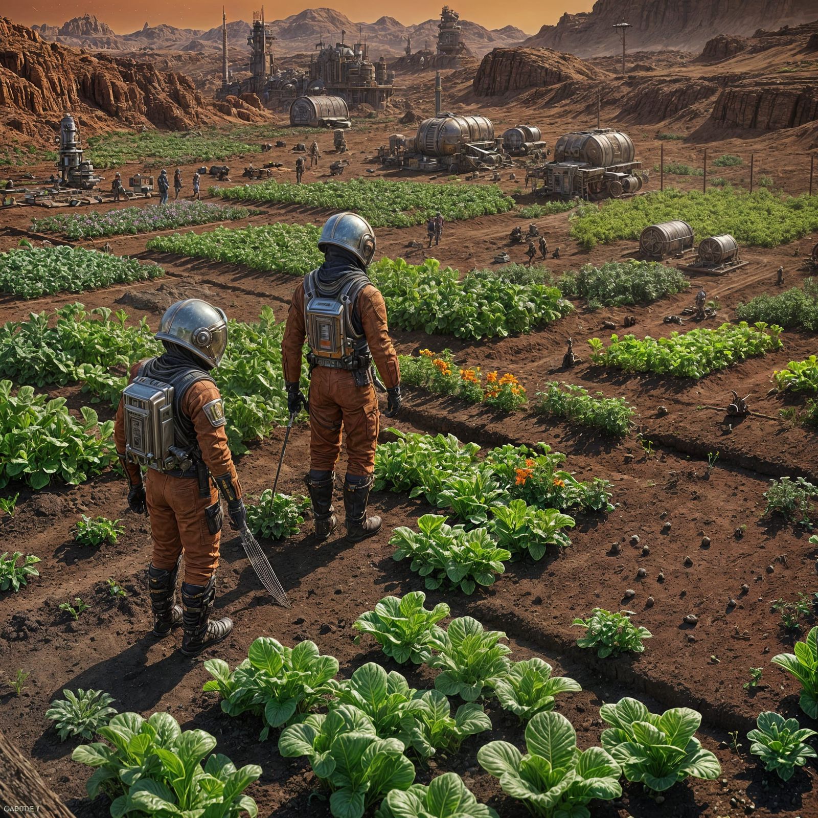 Martian Colony Garden in 2055: Fantasy Concept Art