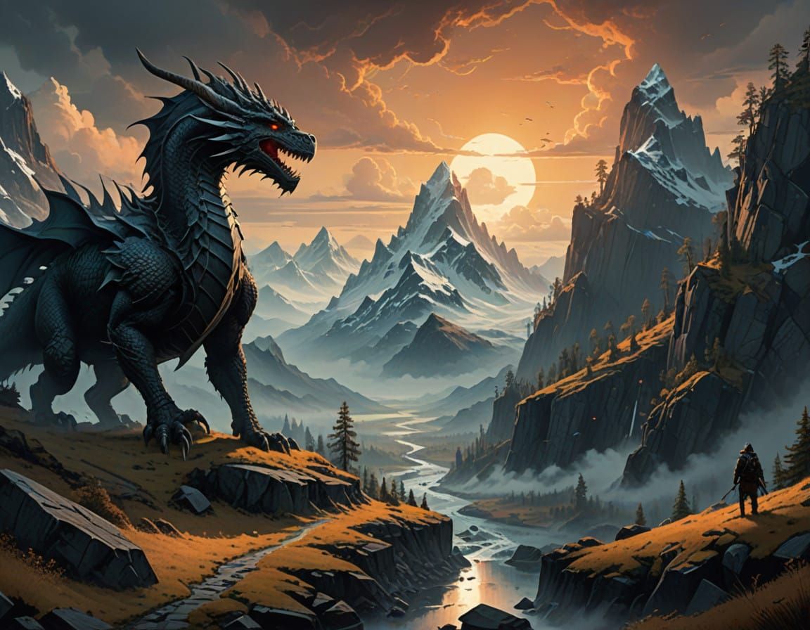 Majestic Dragon Soars Over Skyrim's Frozen Wilderness