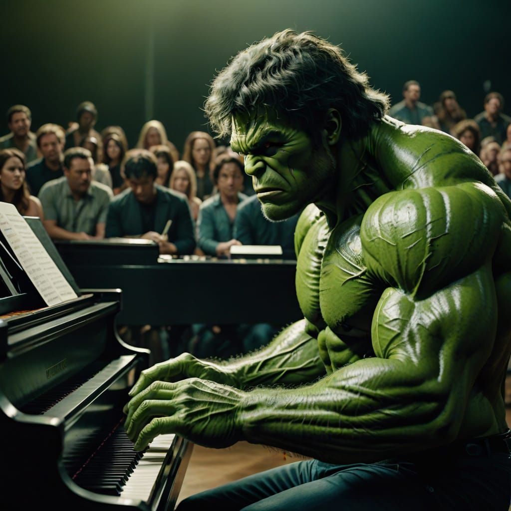 The Incredible Hulk Performs a Haunting Piano Concert
