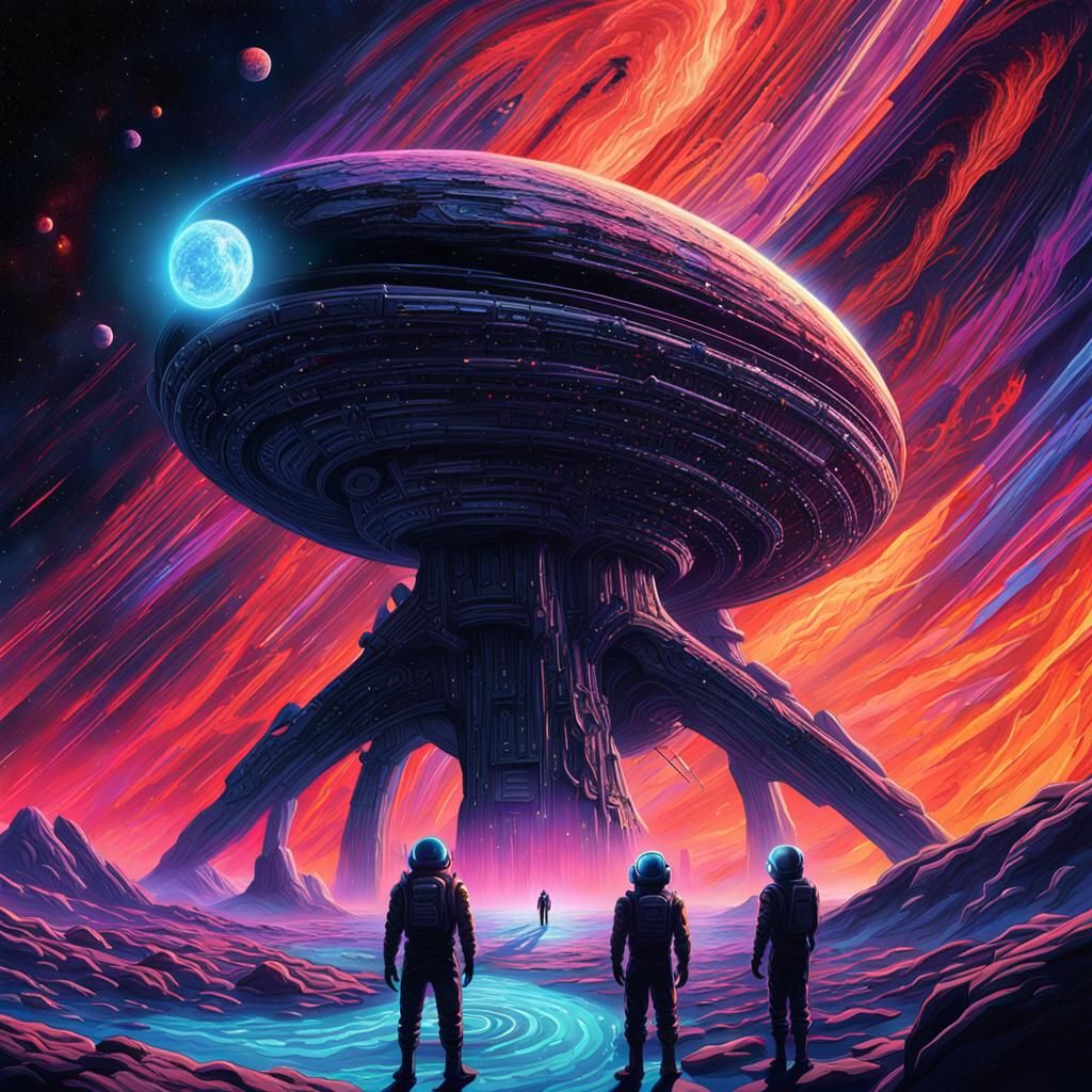 Spacecraft Crew Encounter in Deep Space Concept Art