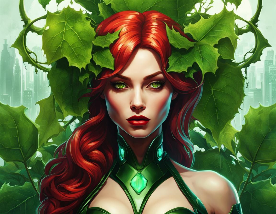 Poison Ivy in Cyberpunk Digital Painting