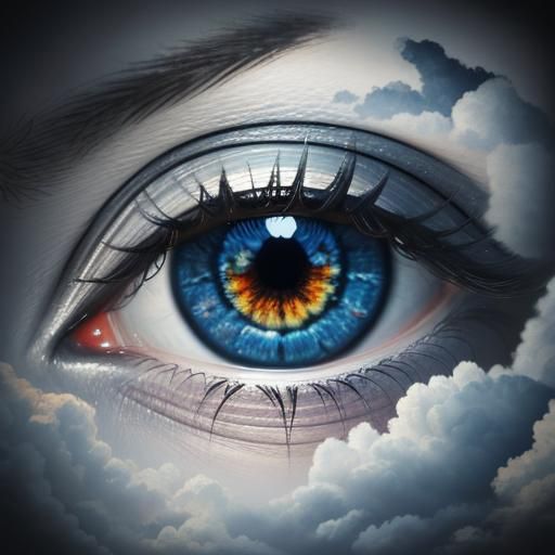 Eye-Shaped Clouds in a Hyperreal Sky