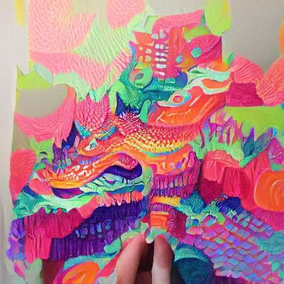 Trippy Gouache Painting with Detailed Textures