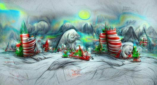 North Pole Aurora Borealis Pencil Sketch