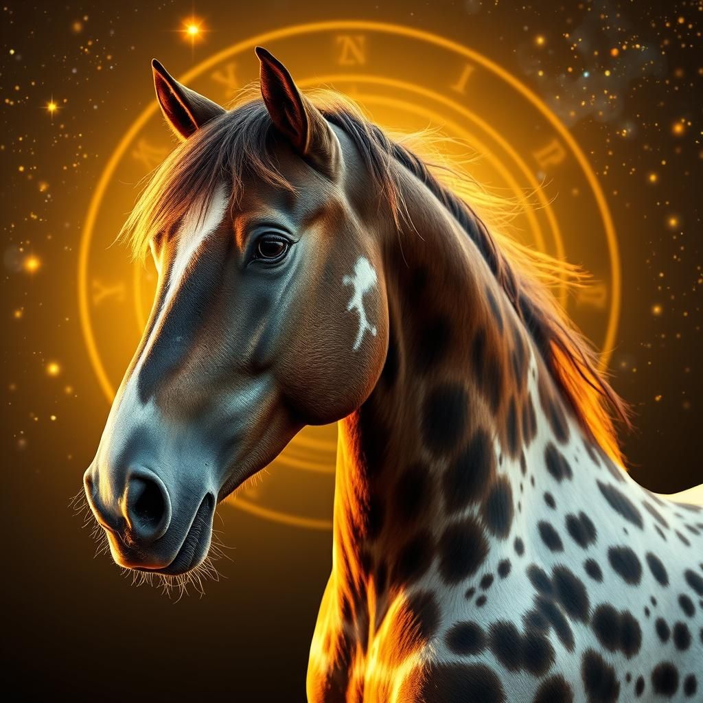 Appaloosa Horse in Starry Dreamscape: Hyperrealistic Digital...