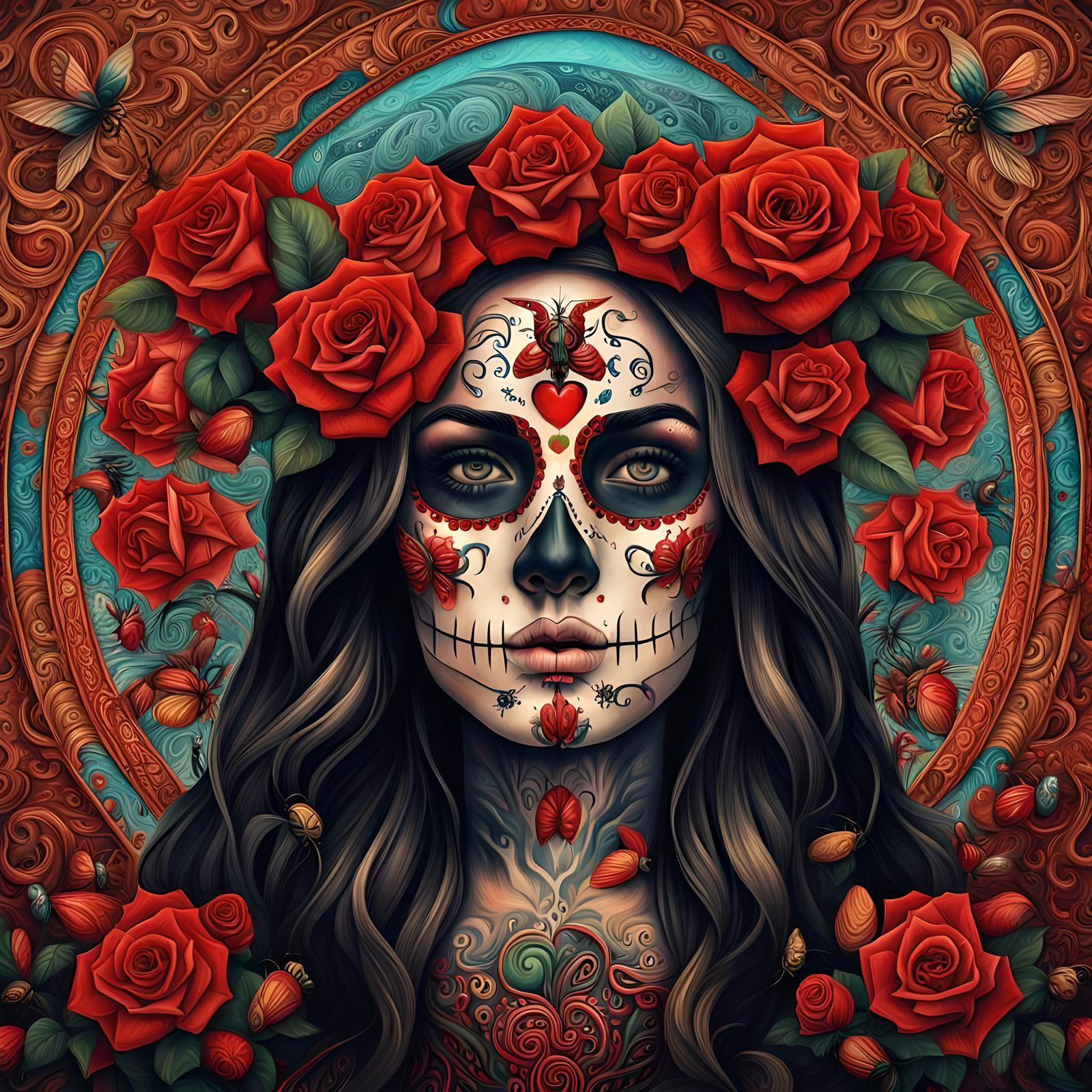 Sacred Heart Meets Day of the Dead Portrait
