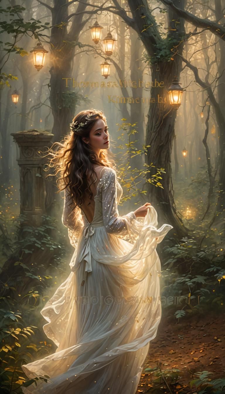 Ethereal Woman in Misty Forest Fantasy Art