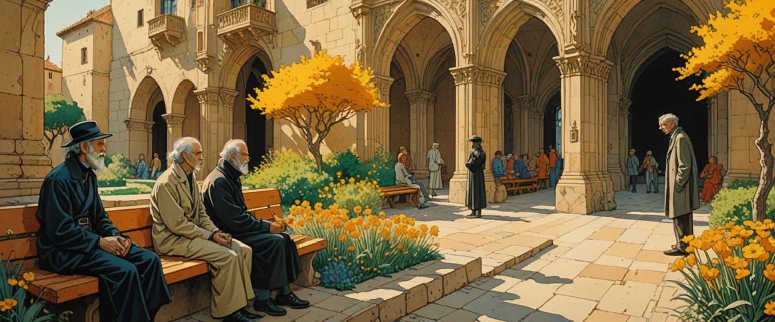 People in Sunny Commune as Vibrant Concept Art