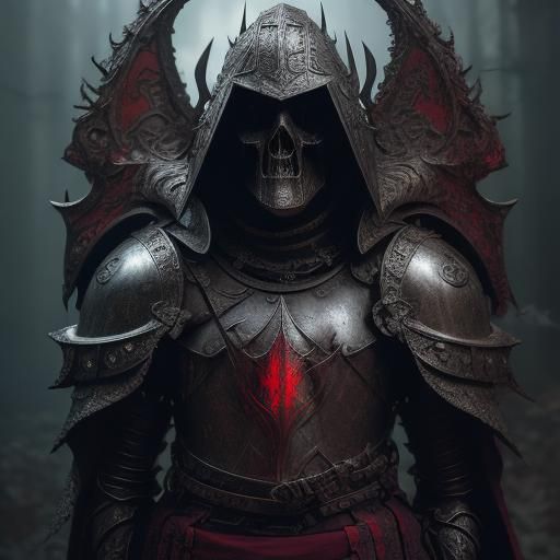 Eldritch Knight in Skull Armor, Fantasy Art