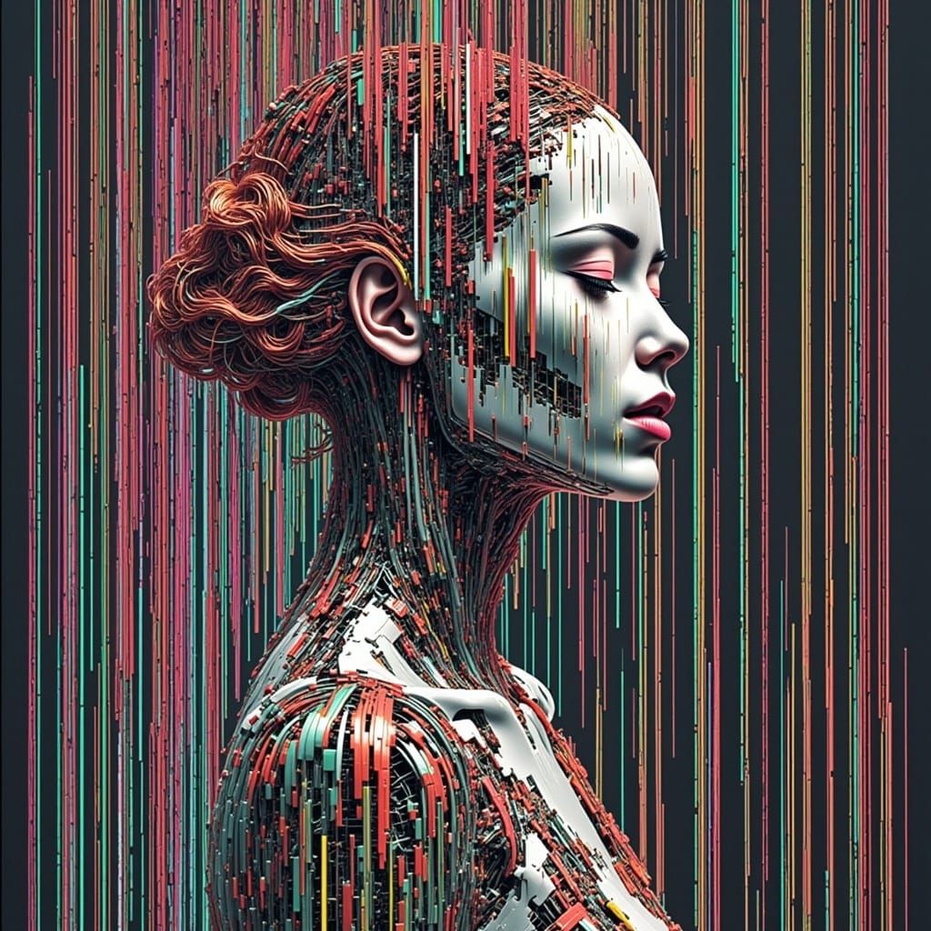 Distorted Dreamscape: A Glitched Digital Artwork