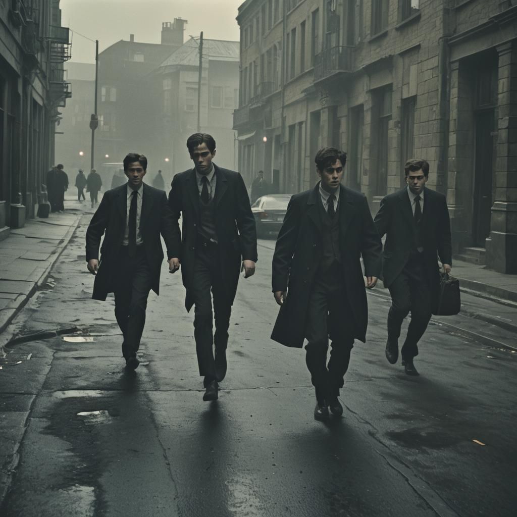 Intense Chase Scene in Neo-Noir Cinematic Style