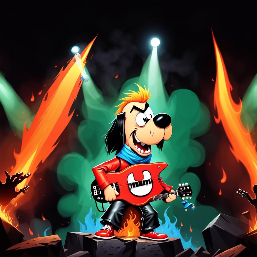Cartoon Underdog Metal Band Rocks the Stage