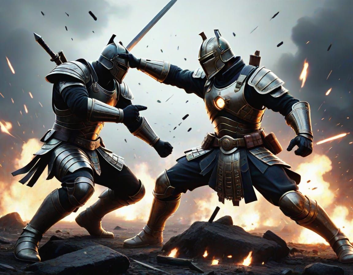 Ancient Knight in Full Plate Armor Prepares for Battle