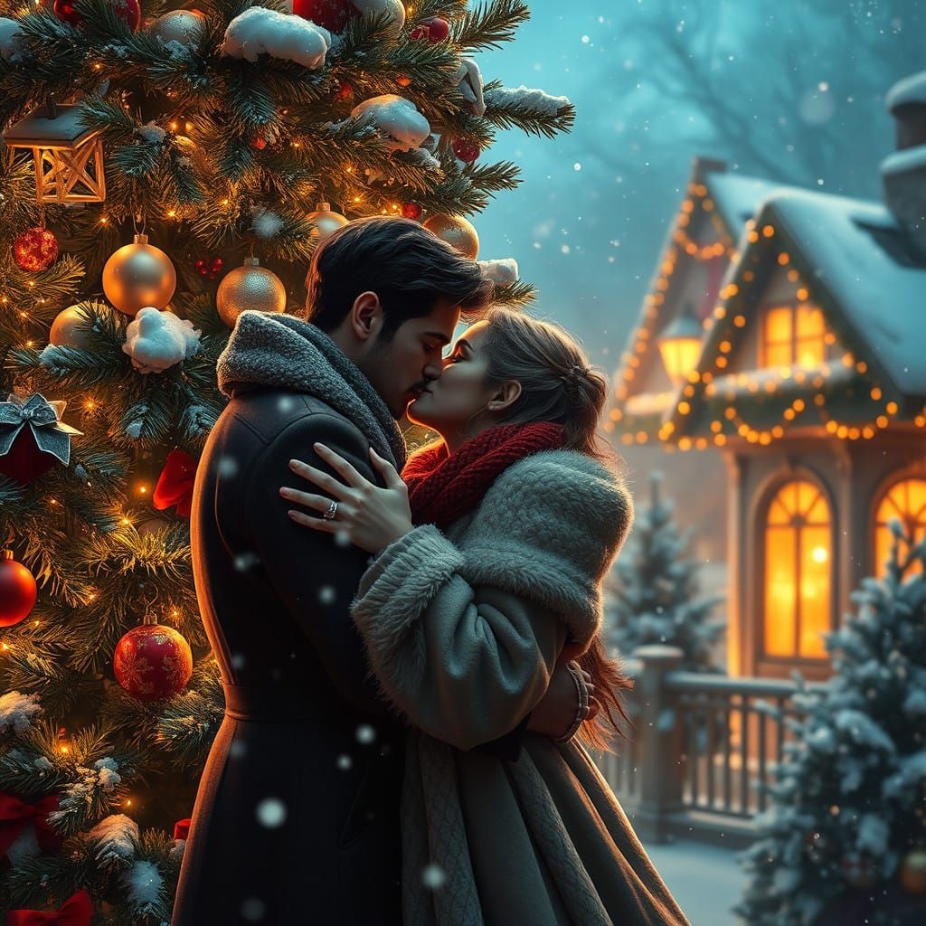 Whimsical Christmas Romance under Lavish Tree