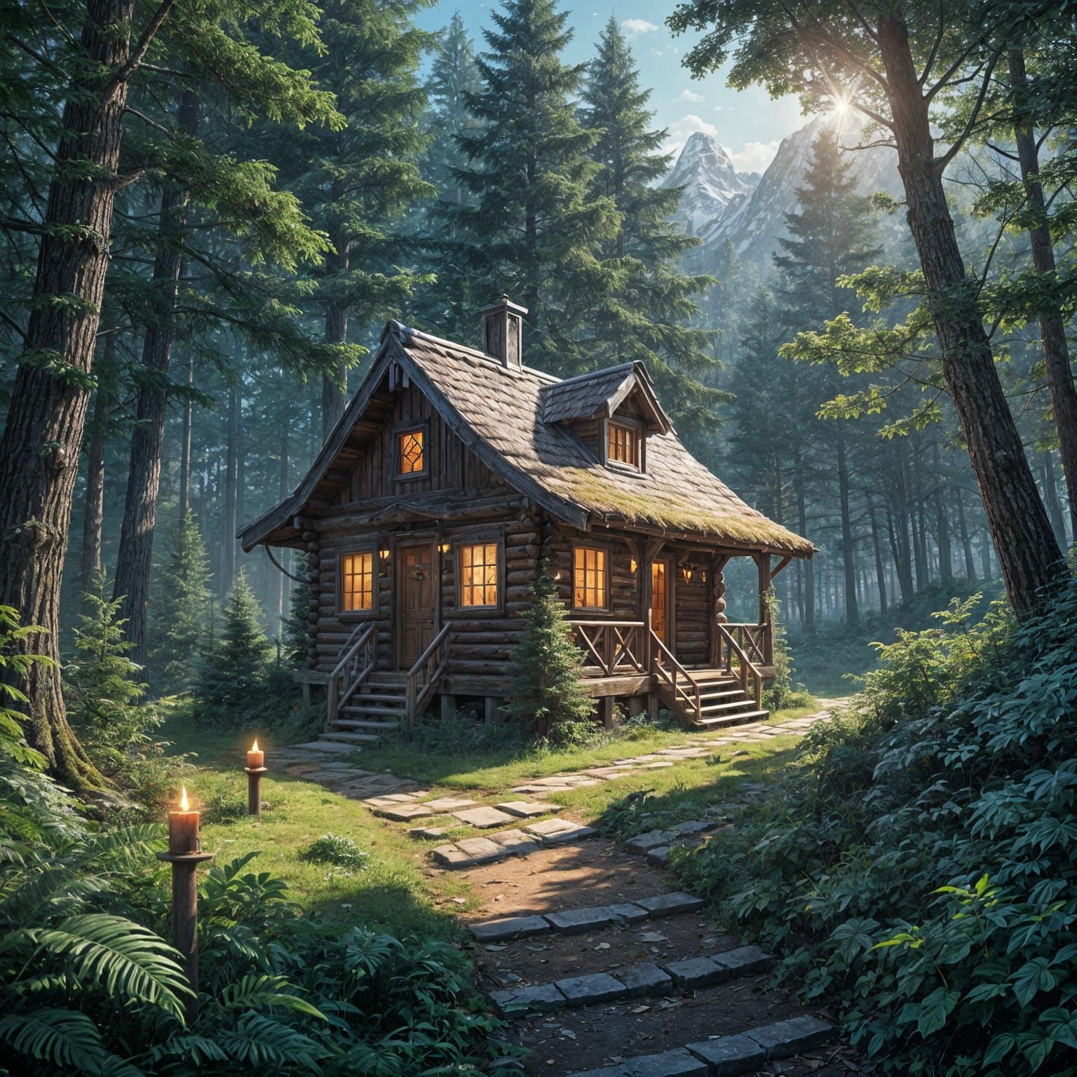 Christmas Hut in a Winter Wonderland Scene, Anime Style