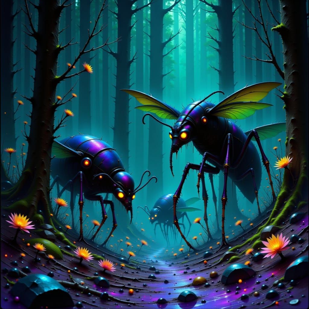 Mutated Fukushima Hornets in Biomechanical Horror Style